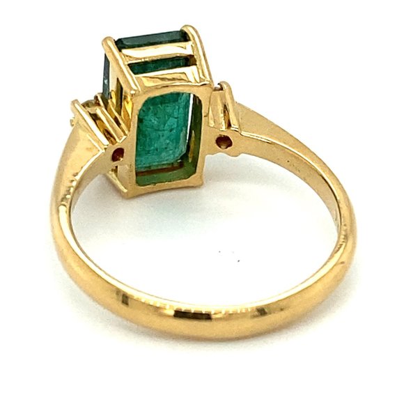 Certified Emerald 3.85ct Diamonds 18K Gold Ring - Picture 4 of 8